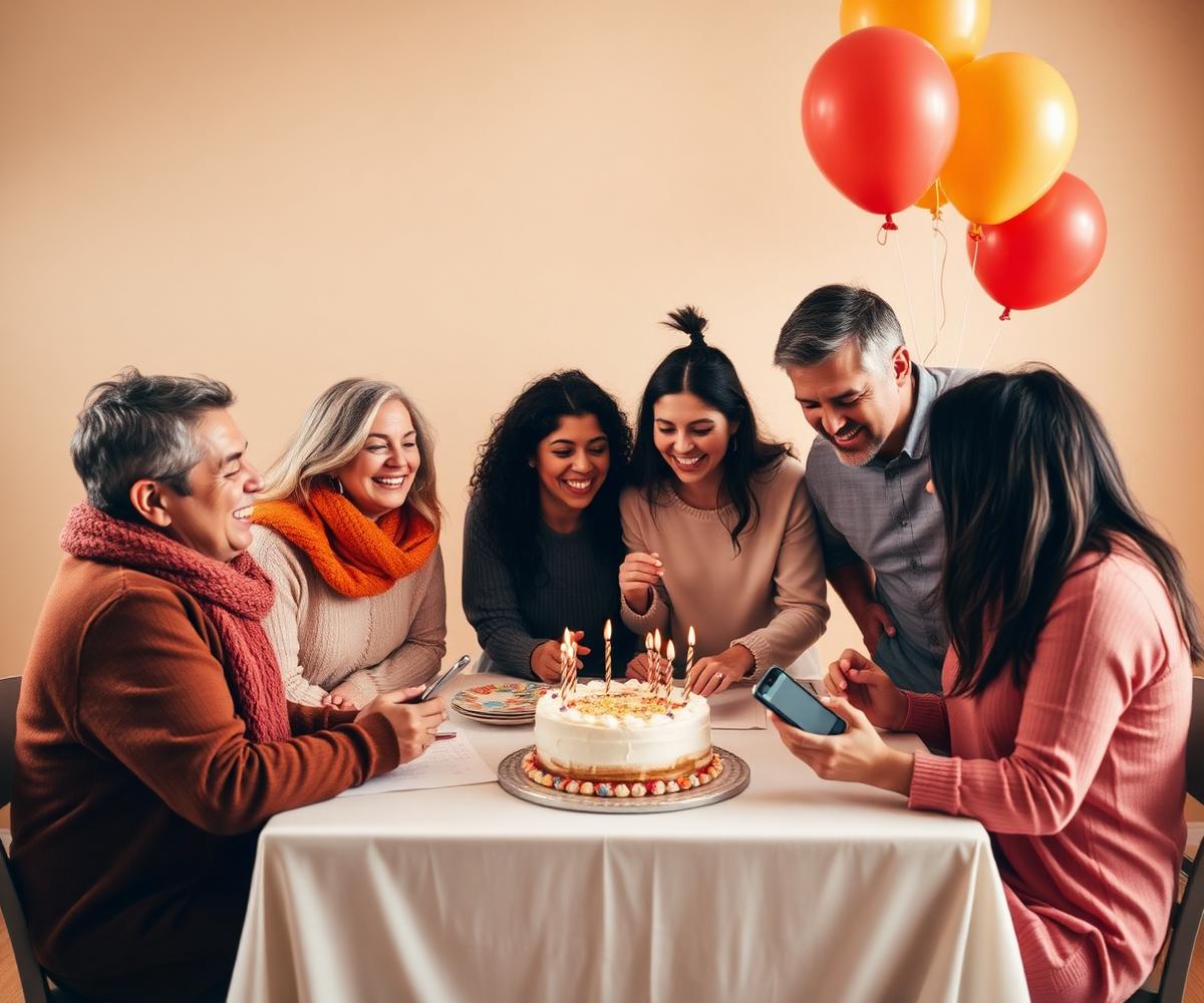 Grupo de amigos y familias organizando una celebración compartida